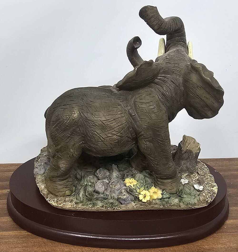 Elephant Figurine on Wood Base - Montefiori Collection - Italy Design 6"x5.5" - Picture 3 of 11